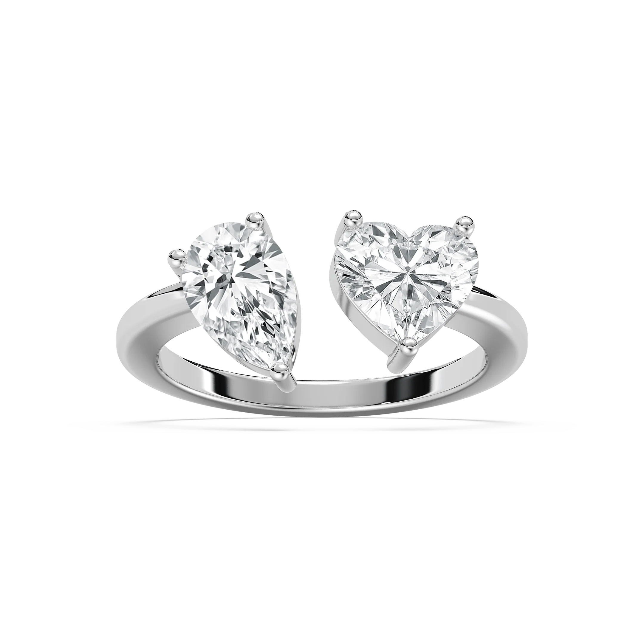 Janine 2 ¼ ctw Heart Lab Grown Diamond Toi et Moi Engagement Ring