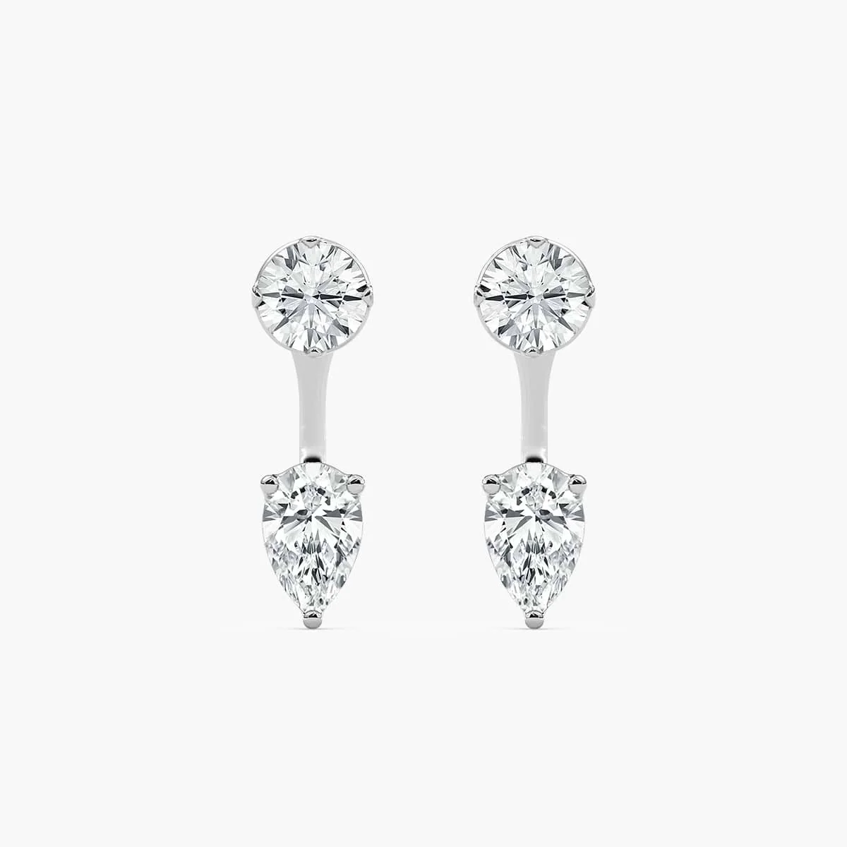 1 ctw Lab Grown Diamond Round Studs and Pear Earring Jacket Set