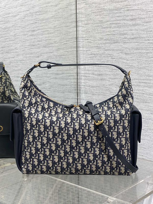 Dior D-Vibe Hobo Bag Medium Navy Oblique