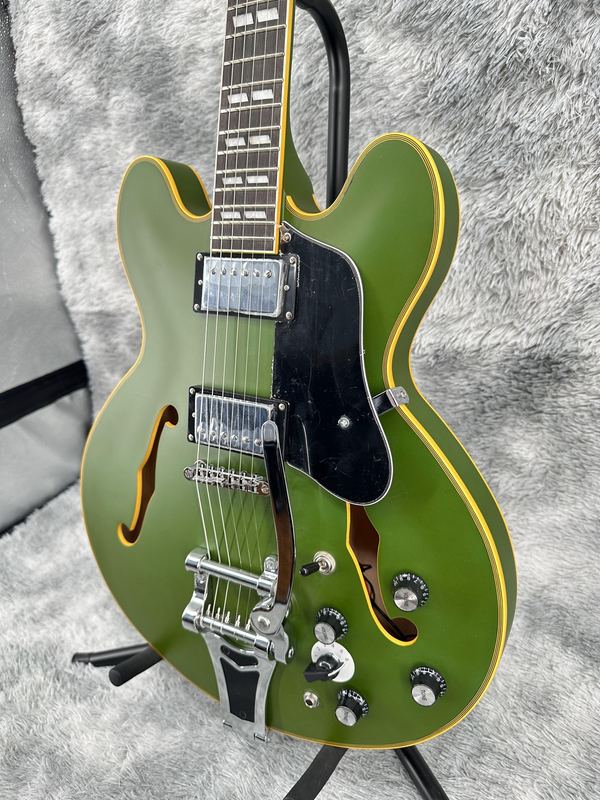 ES-335 Green Jazz Electric Guitar Chrome Part HH Pickup Semi Hollow 6 strings