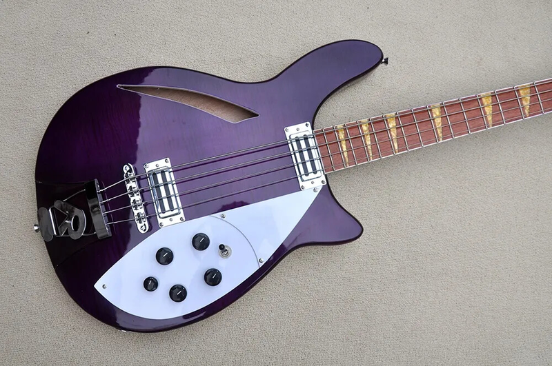Purple body 4 Strings Electric Bass guitar Flame maple veneer Chrome Hardware