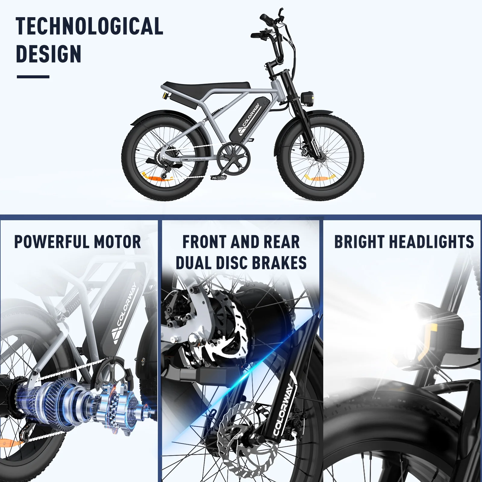 COLORWAY 20in Fat Tire Electric Bike, 750W, 48V 15Ah