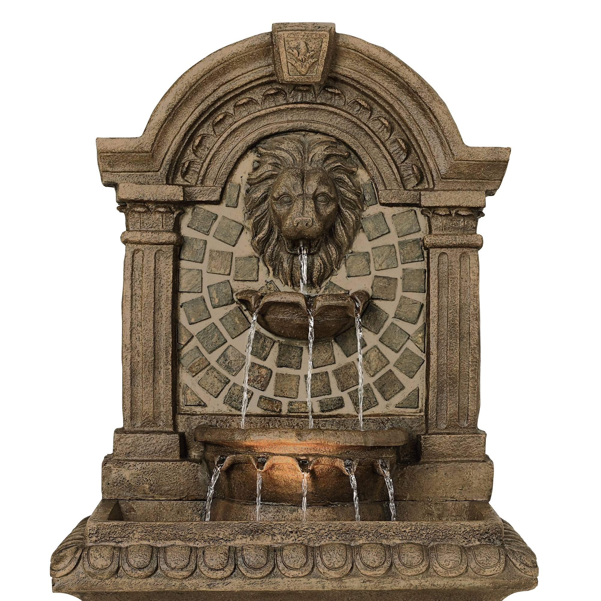 Royal Lions Head Mediterranean 3 Tiered Wall Water Fountain 51