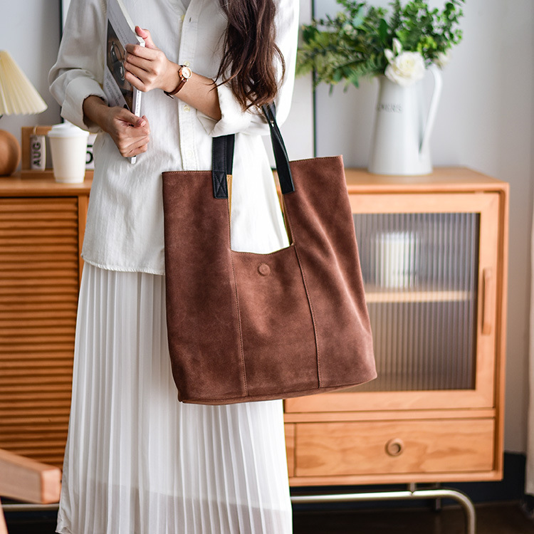 Suede Leather Tote Bag
