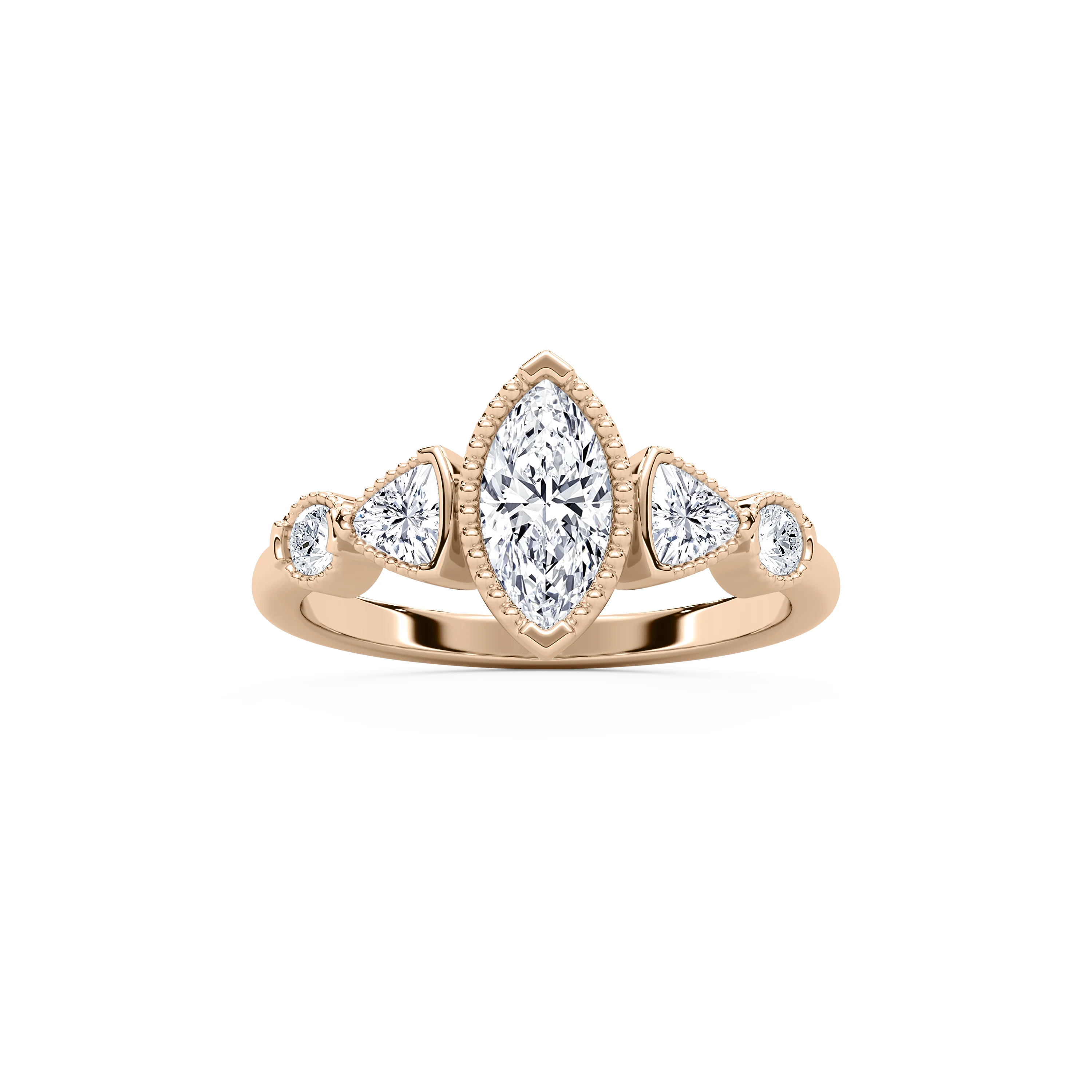 Quinn 1 ¹⁄₄ ctw Marquise Lab Grown Diamond Textured Bezel Side Stone Promise Ring