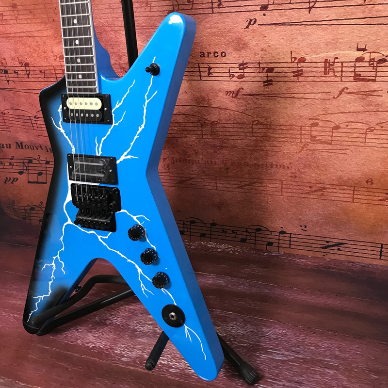 Chinese Electric Guitar Dimebag Dean ML From Hell Blue Lighting Body Bridge
