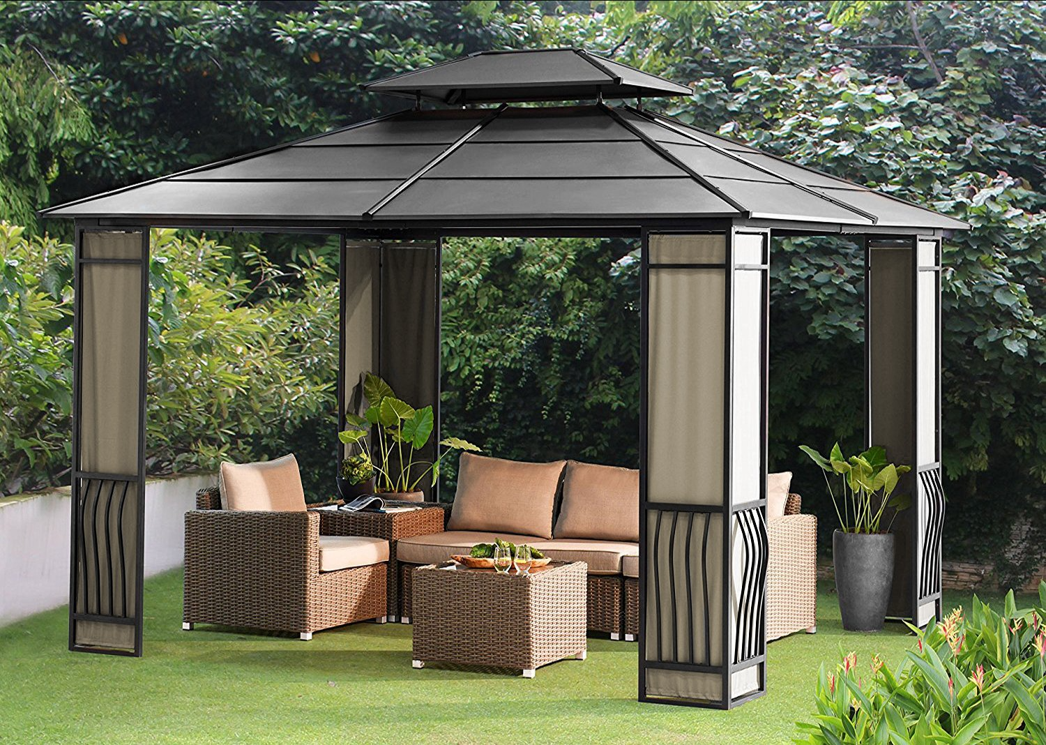 Duty Galvanized Steel Hardtop Wyndham Patio Gazebo with