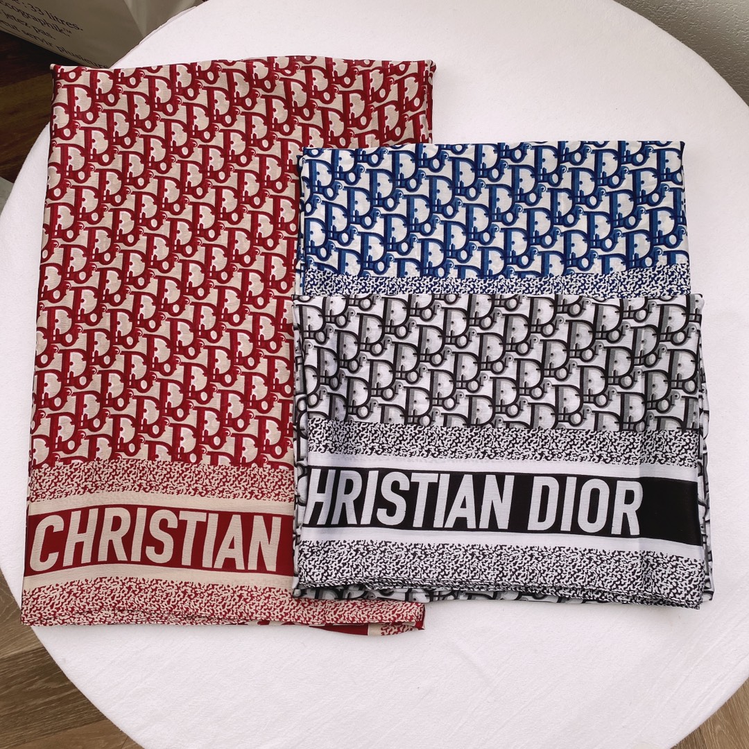 Dior Oblique Scarf Burgundy and Multicolour 90 x 180 cm