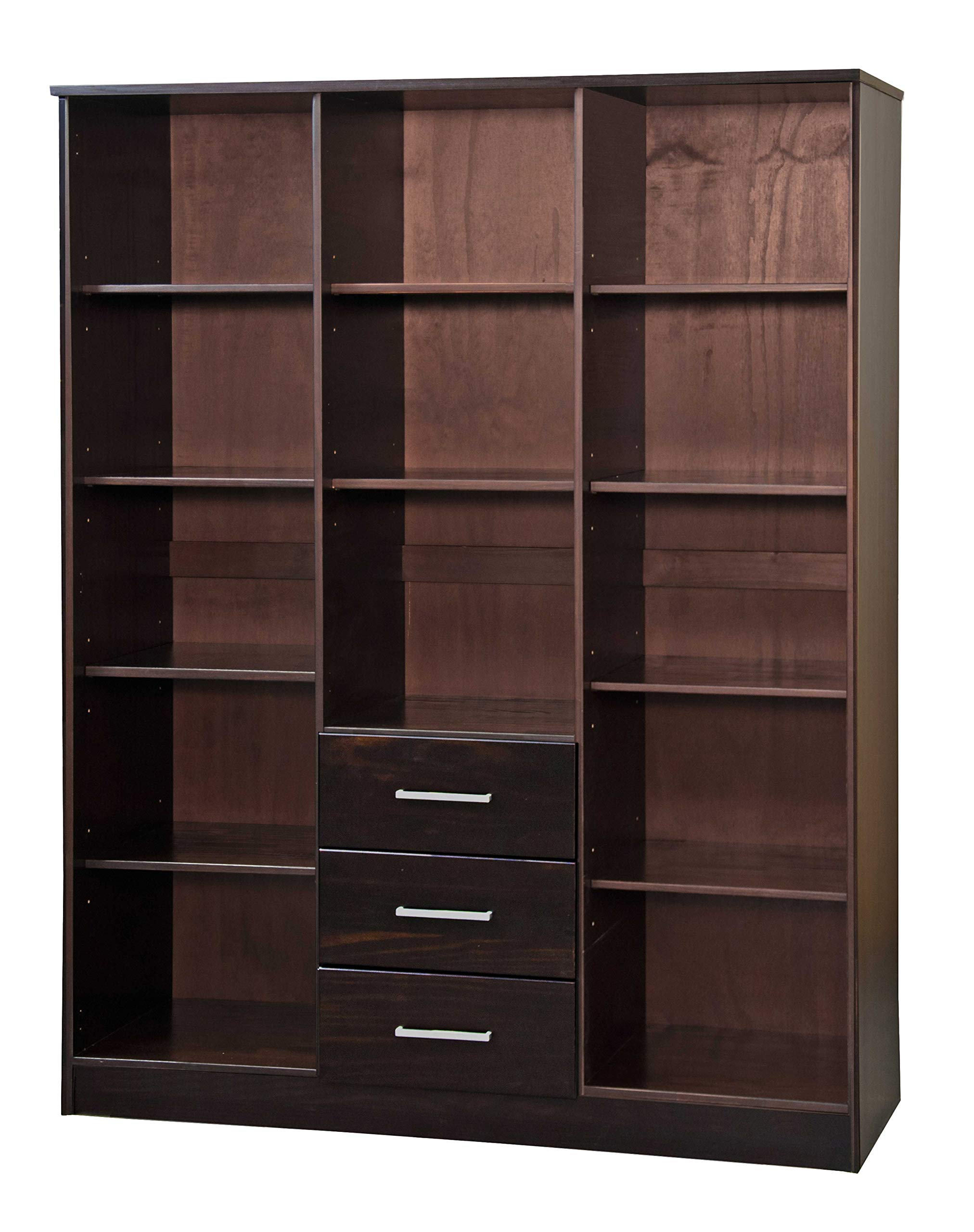 Cosmo Solid Wood 3-Door Wardrobe with Mirror and 3 Drawers