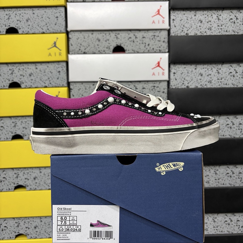 Vans Old Skool Pink Black Vintage Pearl Stud