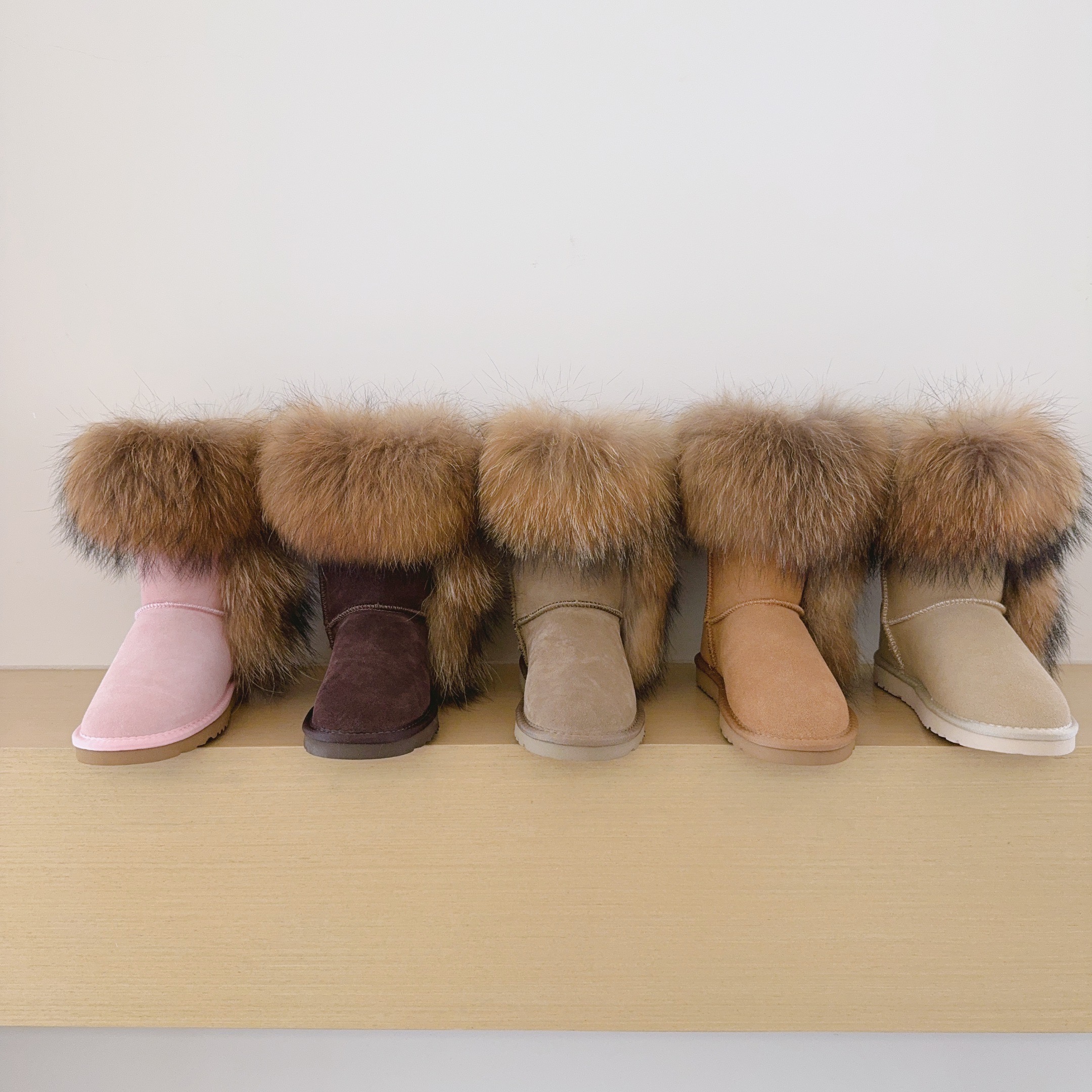 5825 Genuine Fur Trim Mid-Calf Boots