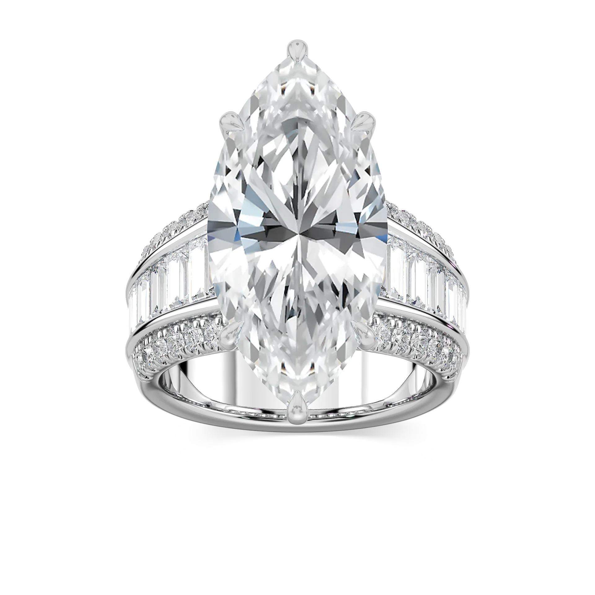 Veda 12 ¹⁄₃ ctw Marquise Lab Grown Diamond Triple Row Hidden Halo Engagement Ring - Signature Collection
