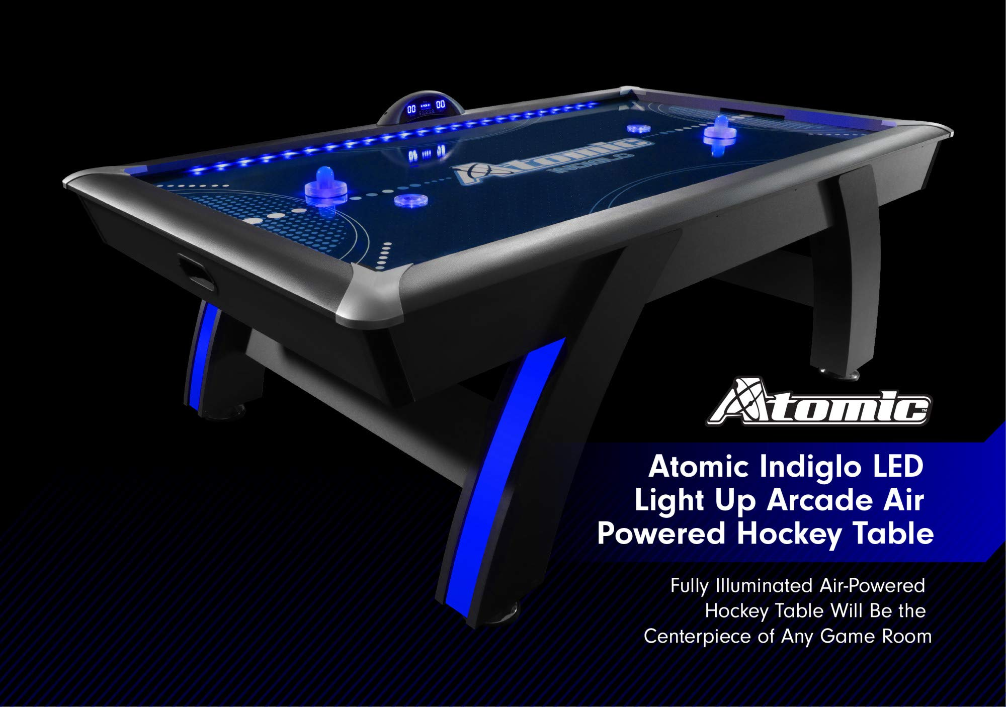 7.5 ft LED Light UP Arcade Air Powered Hockey Tables - Includes