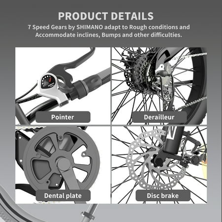 Aostirmotor 26in Fat Tire Electric Mountain Bike, 750W, 48V 15Ah