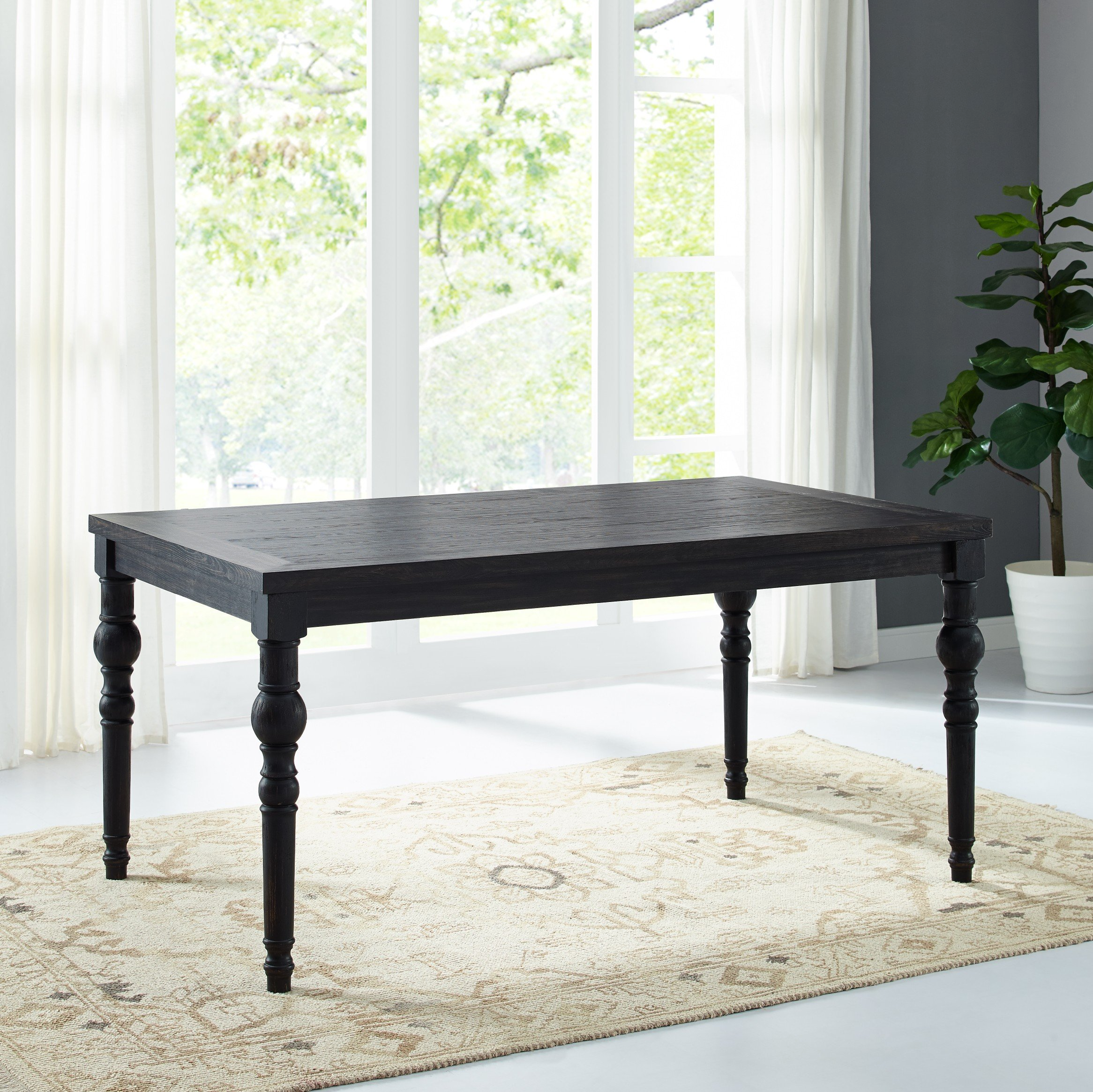 Aneta Urban Style Dark Washed Wood Dining Set: Table