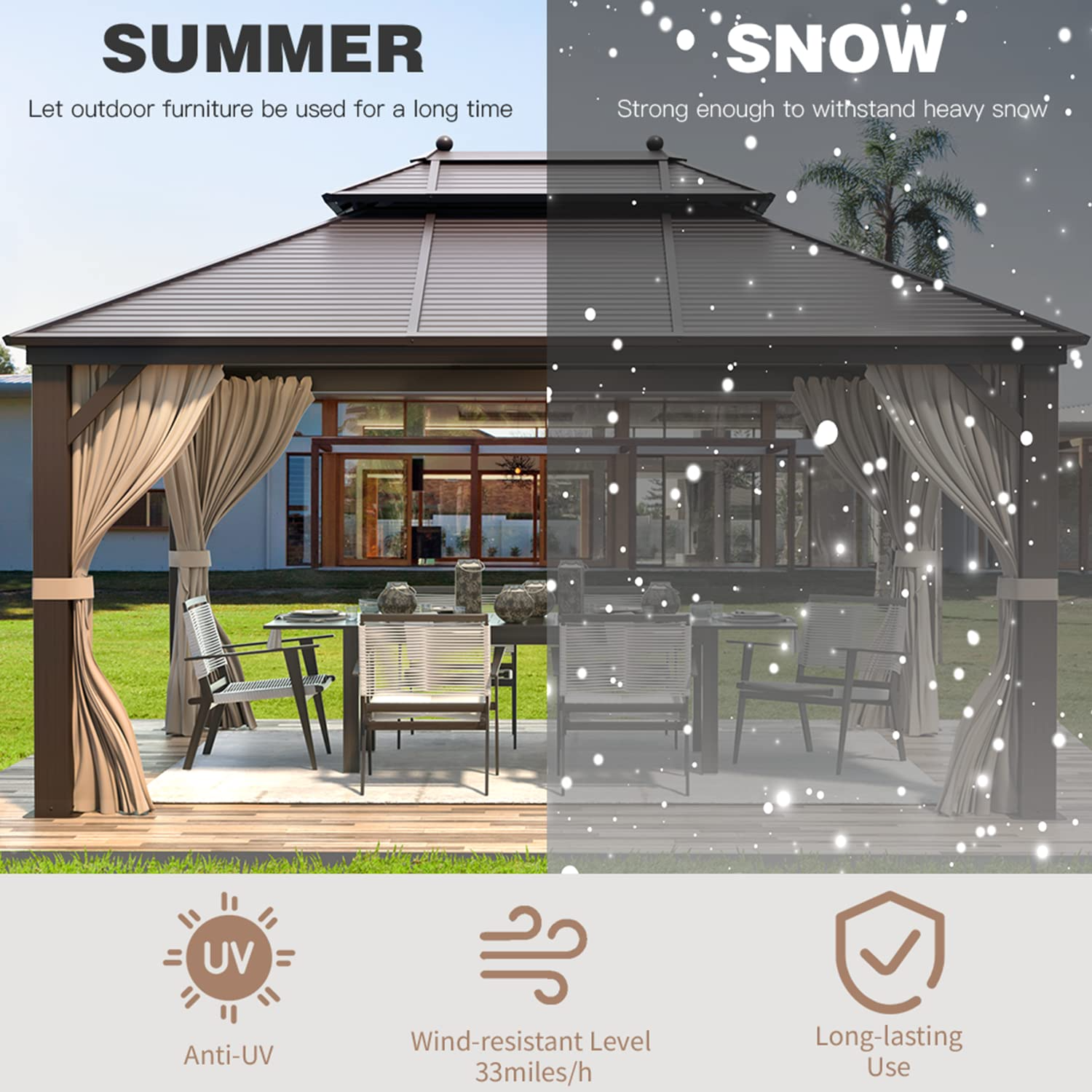 Hardtop Gazebo Galvanized Steel Gazebo Canopy for Garden