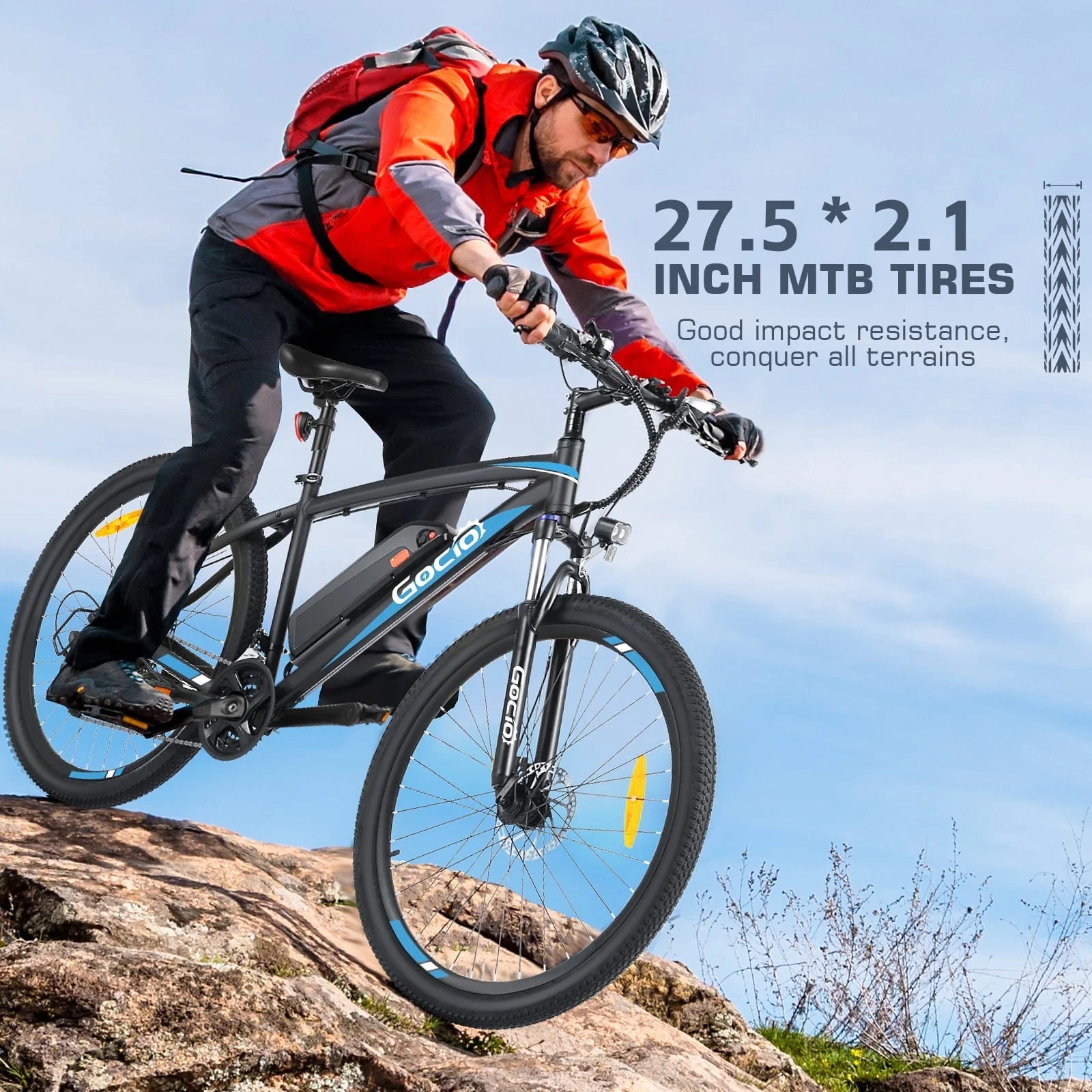 Gocio 27.5in Electric Mountain Bike, 750W Peak, 48V 10.4Ah