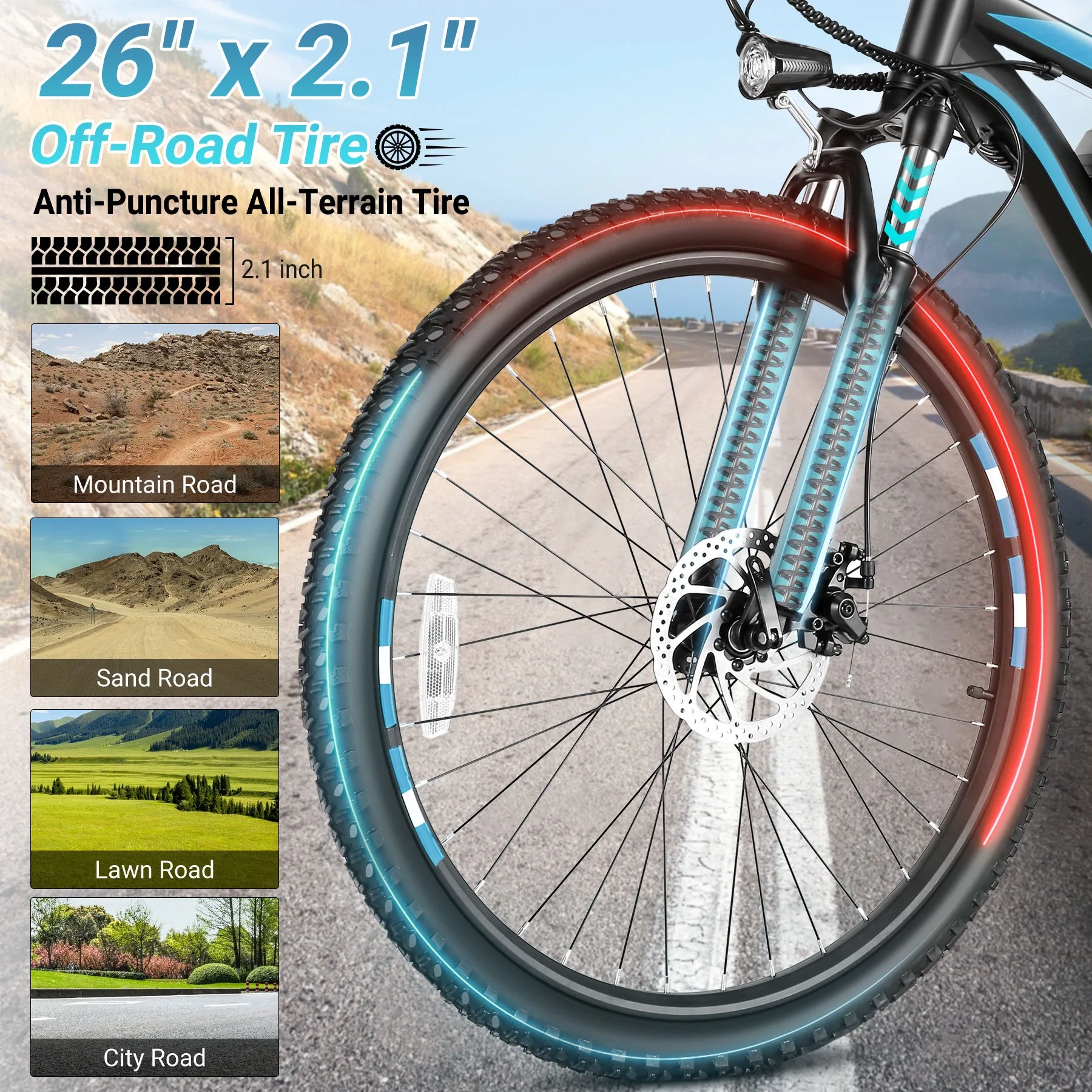 Gocio 26in Electric Mountain Bike, 500W, 48V 7.8Ah