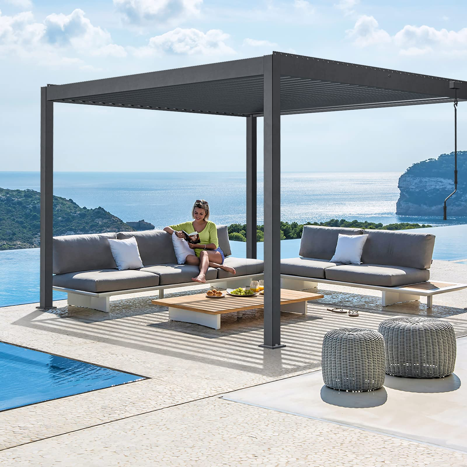 10'x10' NO Corrosion Louvered Pergola