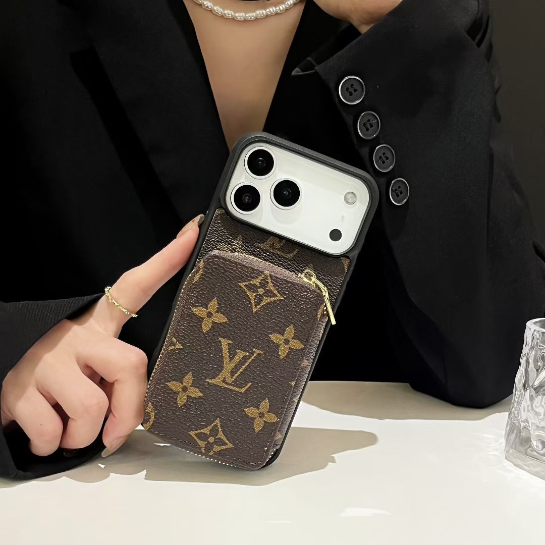 Louis Vuitton & Burberry Monogram Zipper Wallet Phone Case