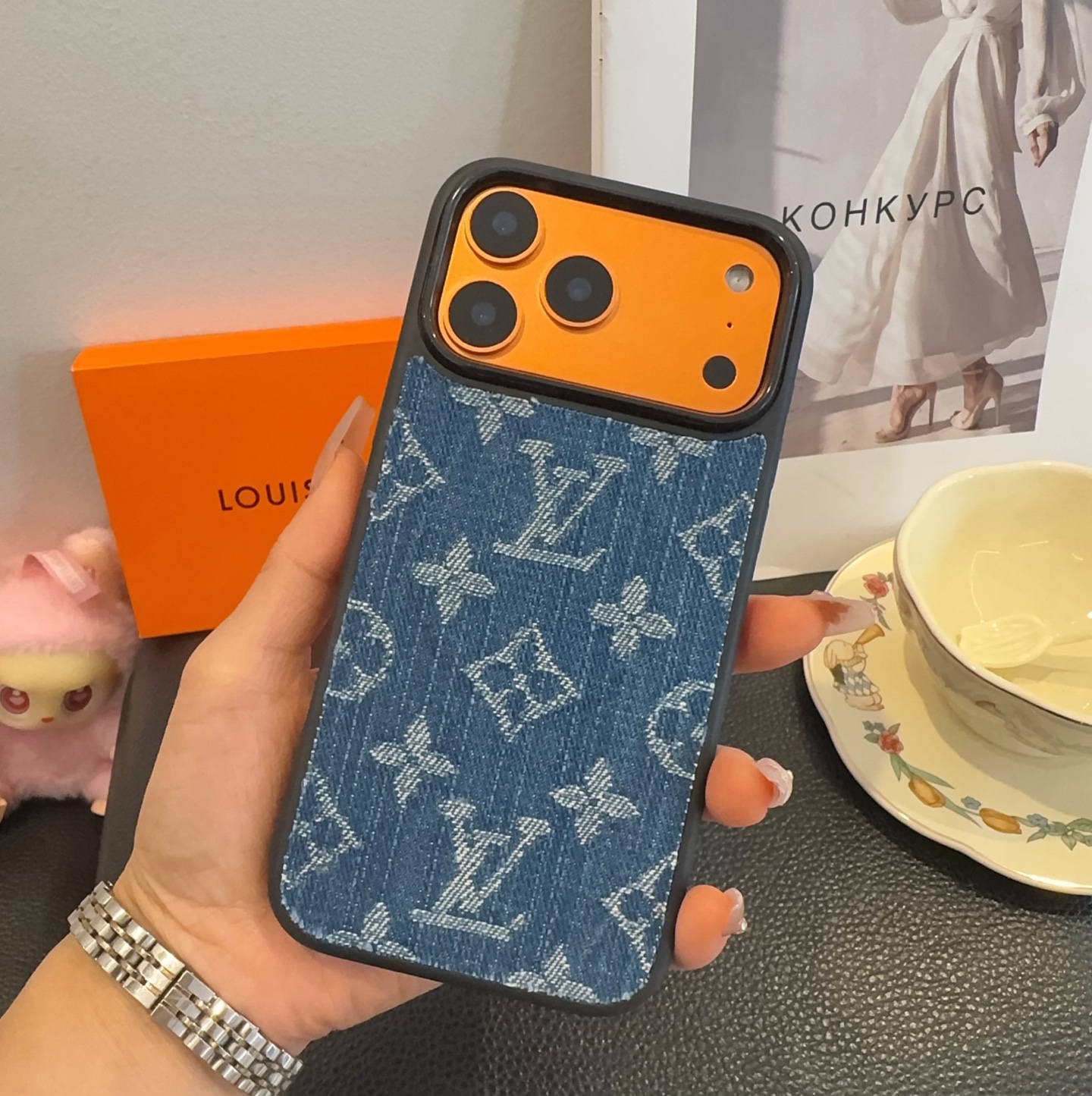 Louis Vuitton Monogram Denim Fabric Luxury Shockproof Phone Case