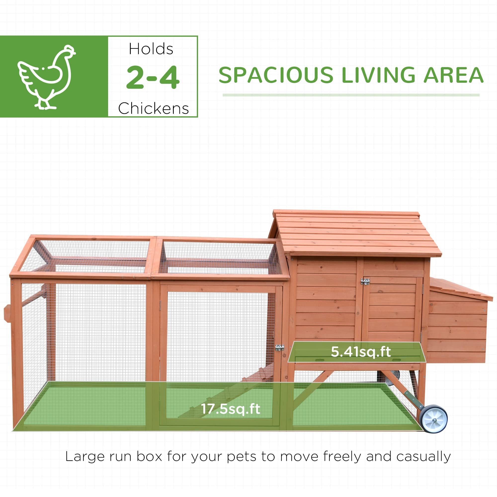 96.5 Chicken Coop Wooden Rabbit Hutch Portable Backyard