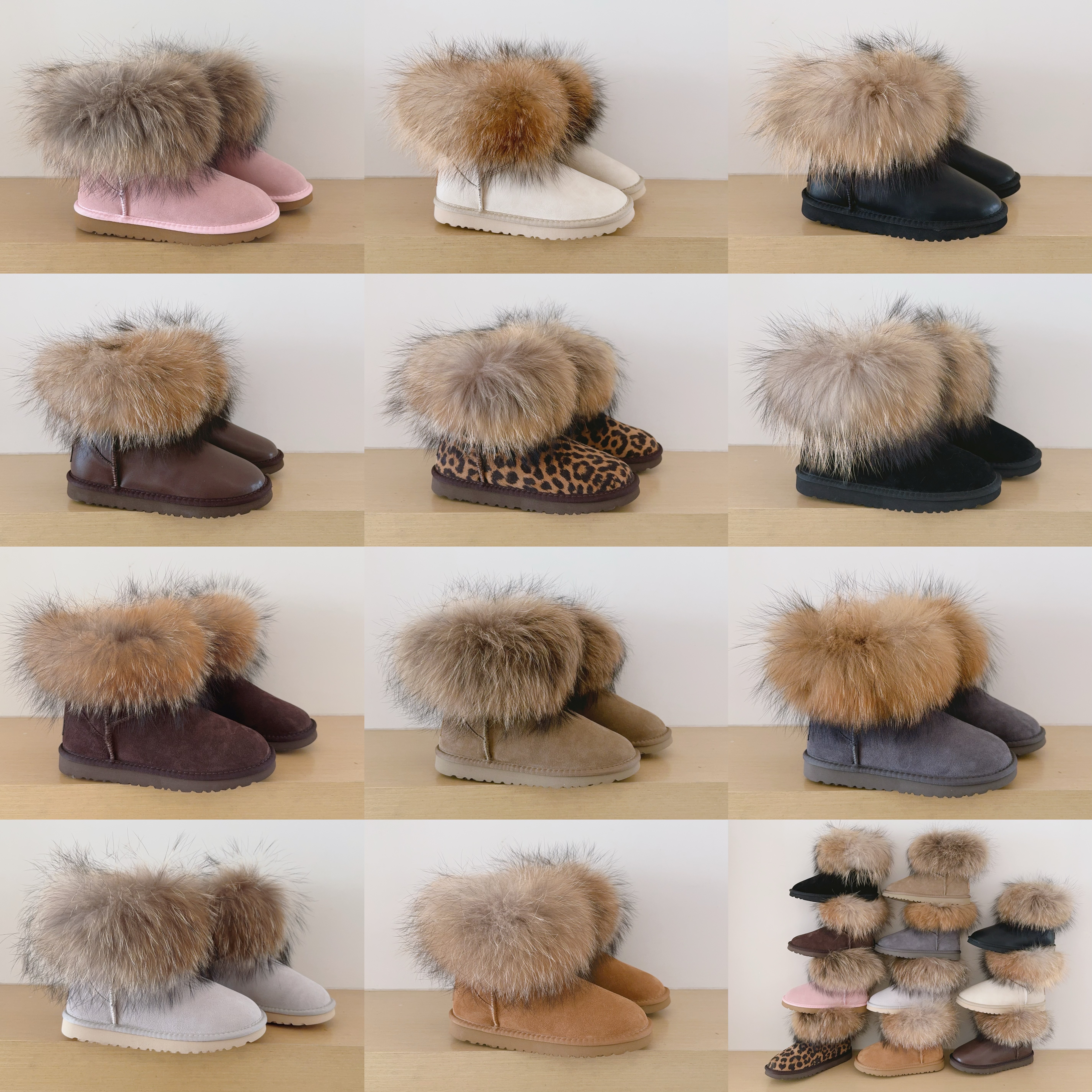 UGG Kids 5854 Genuine Fur Trim Low-Cut Boots