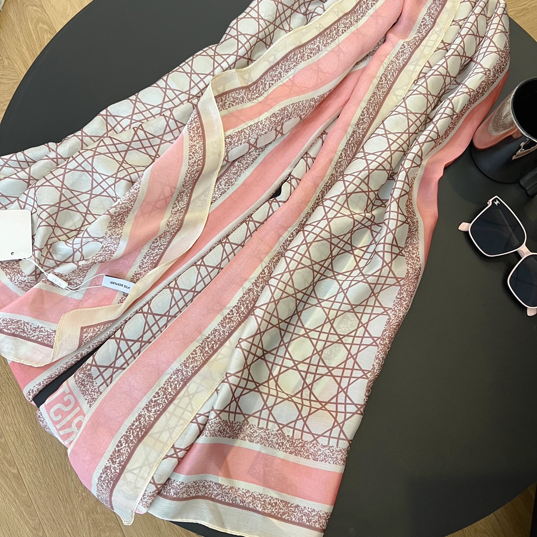 Dior Geometric Print Scarf Pink and Black 180 x 90 cm product images