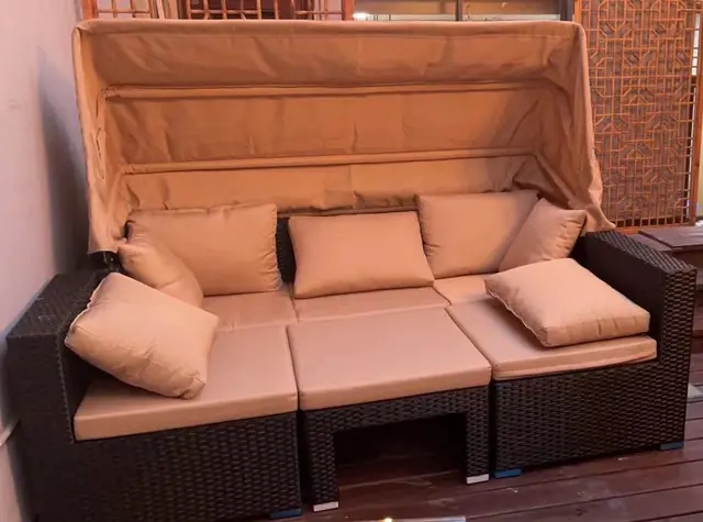 Outdoor rattan sofa courtyard open-air canopy shade waterproof