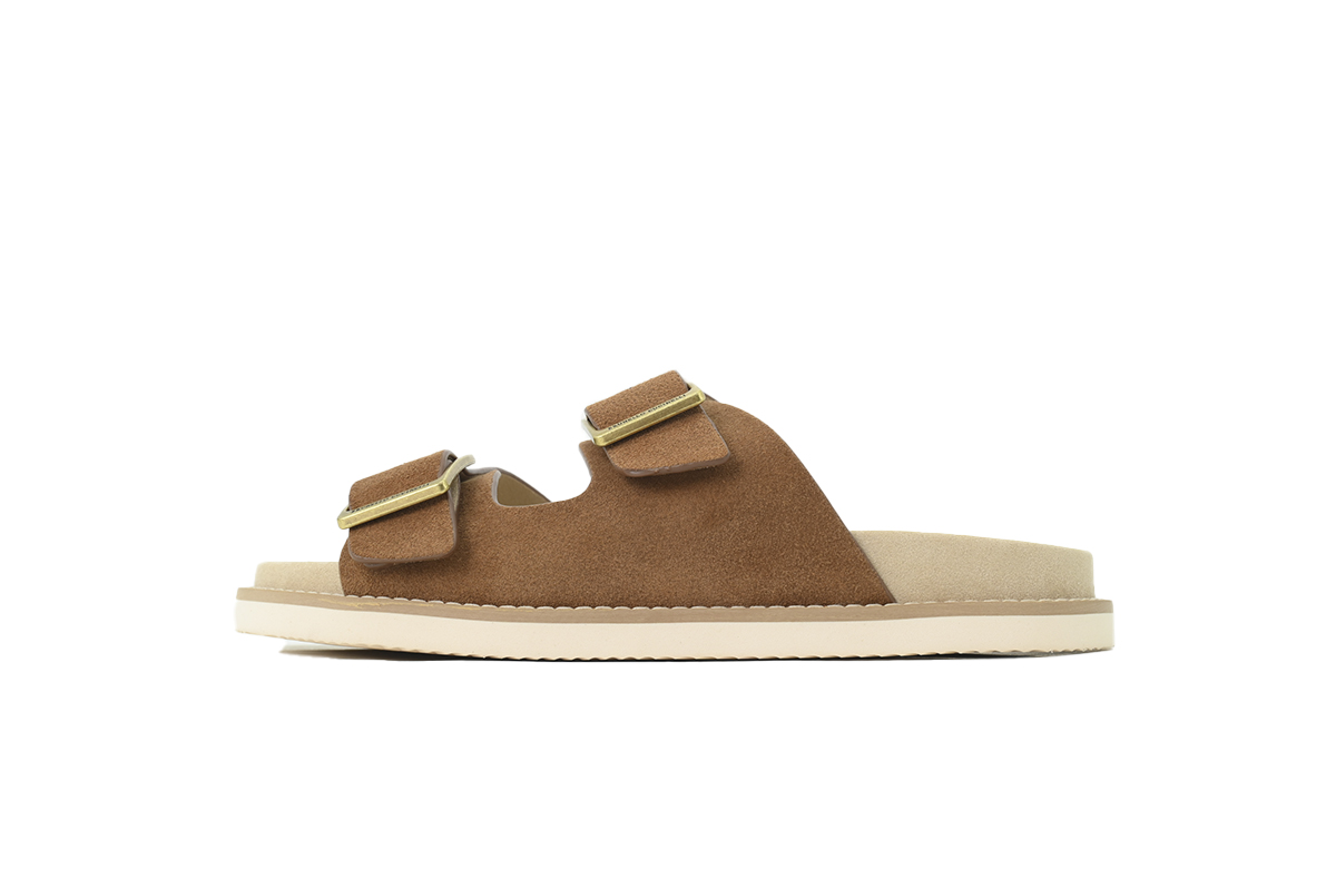 Brunello Cucinelli Suede Slide Sandals Brown