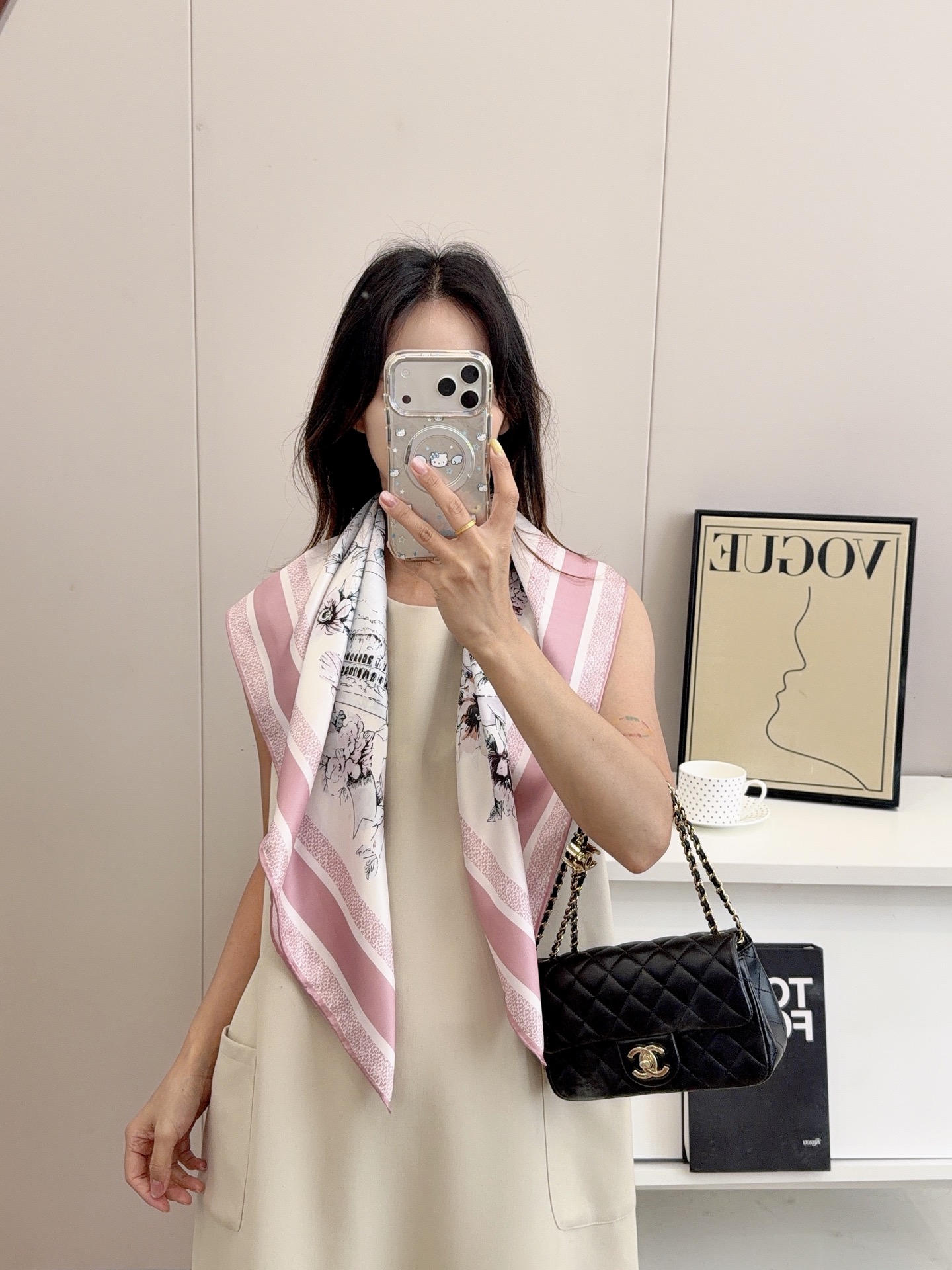 Dior Toile Print Silk Scarf Pink and Green Design B product images