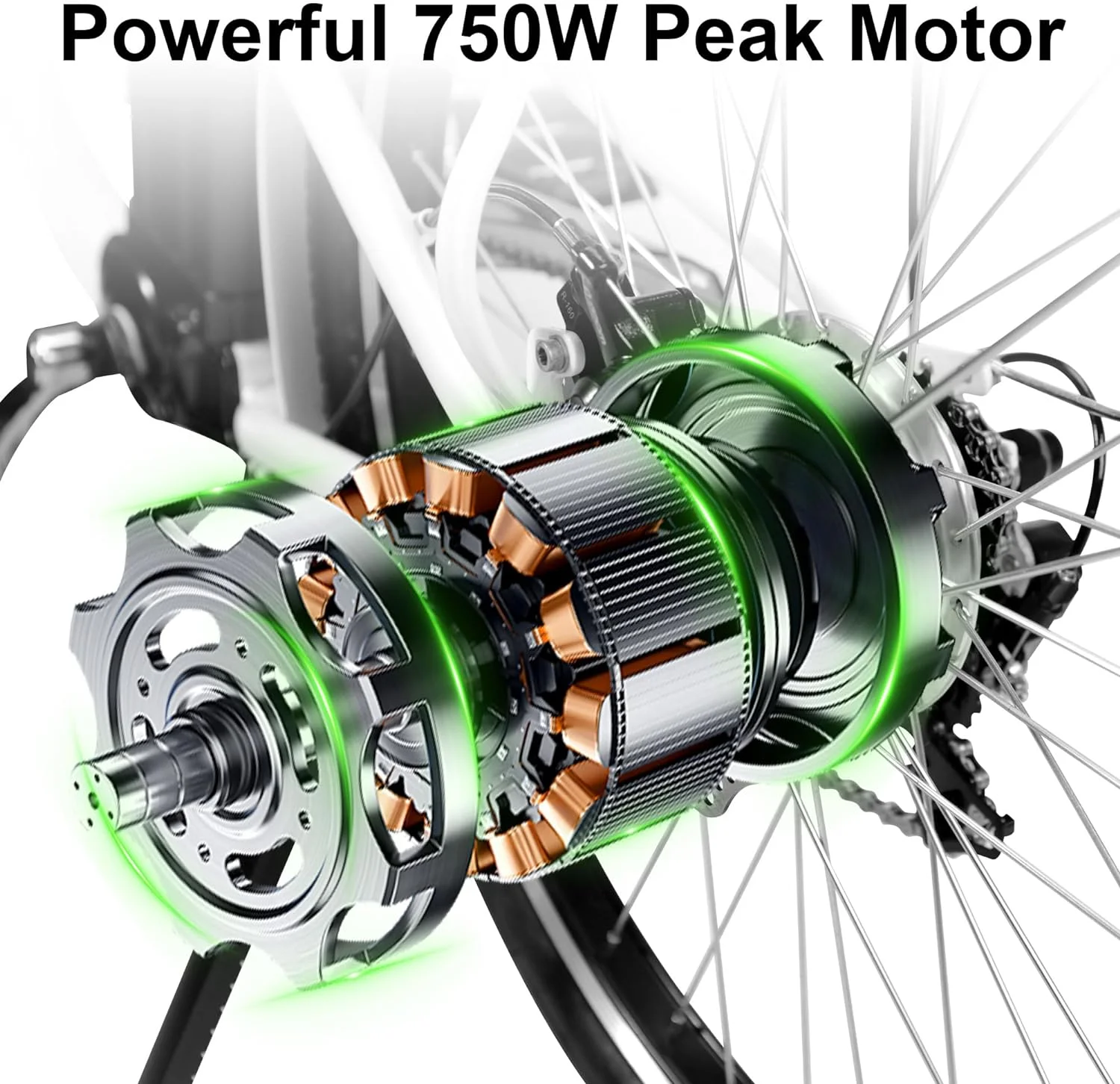 Gpower 22in Electric City Bike, 750W Peak, 48V