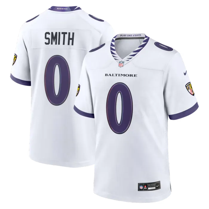 Baltimore Ravens Jersey White NO.0 SMITH