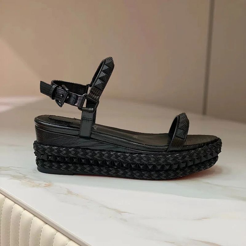Christian Louboutin NO700 Black Crystal Platform Sandals
