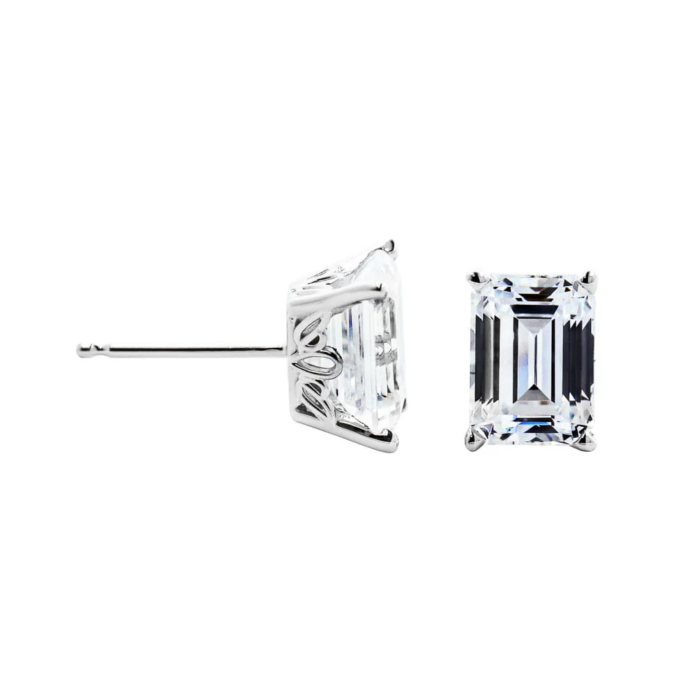 Emerald Lab Grown Diamond Filigree Scroll Stud Earrings