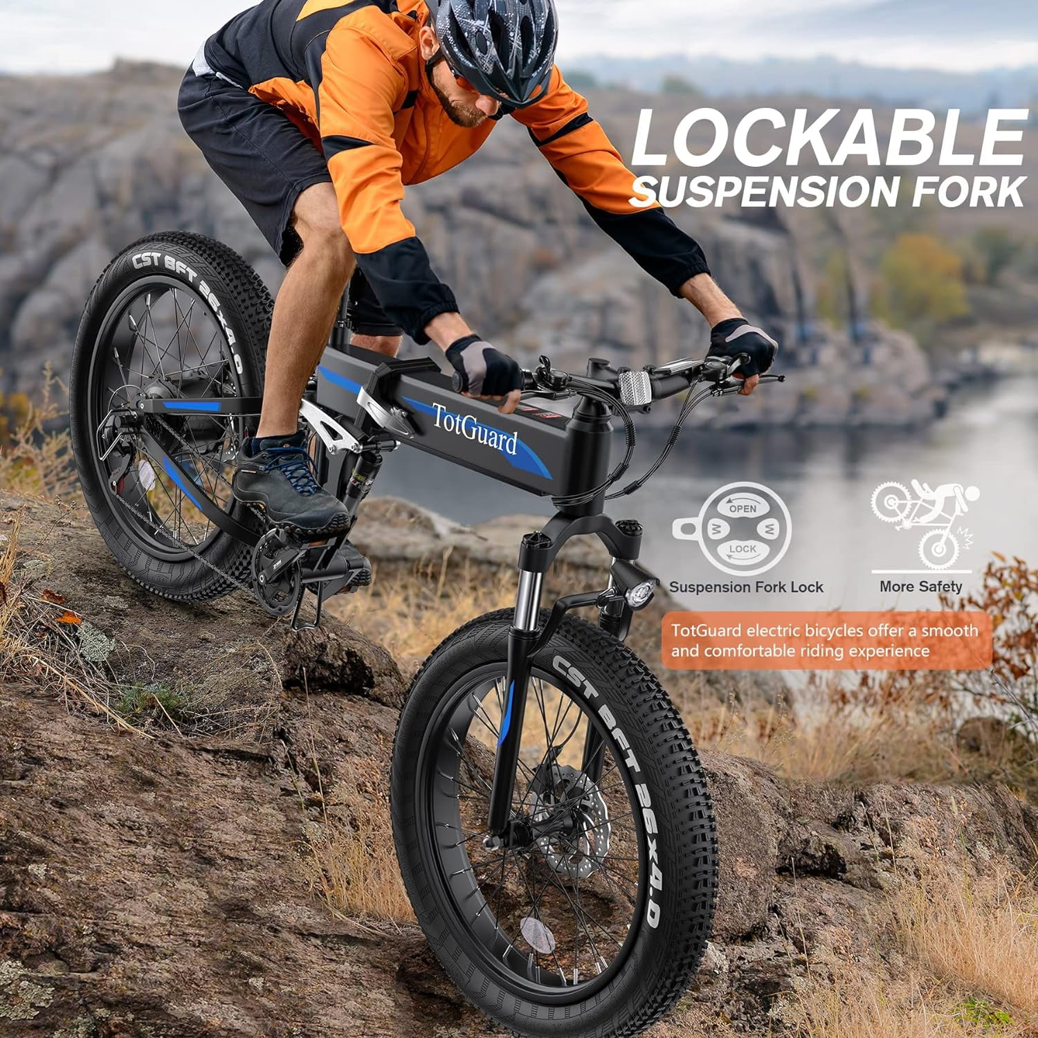 TotGuard 26in Folding Fat Tire Electric Bike, 500W, 48V 10Ah
