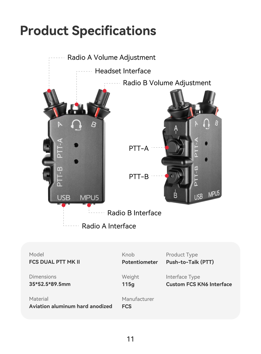 FCS MPU5 DUAL Tactical Headset Dual-Channel PTT-2026 Verson - cootac