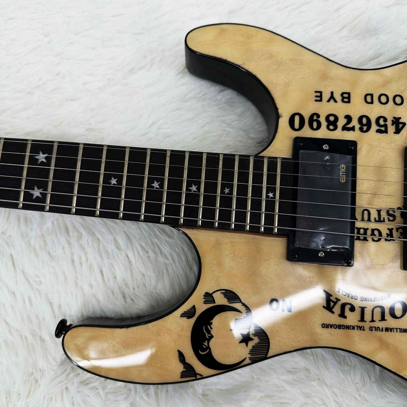 Hot Sale Custom Natural Ouija Electric Guitar Moon Inlays 2H Pickups 6 strings