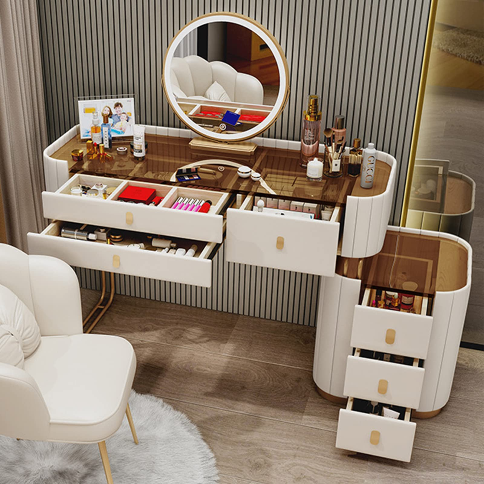 Modern Minimalist Slate Makeup Table Small Apartment Storage