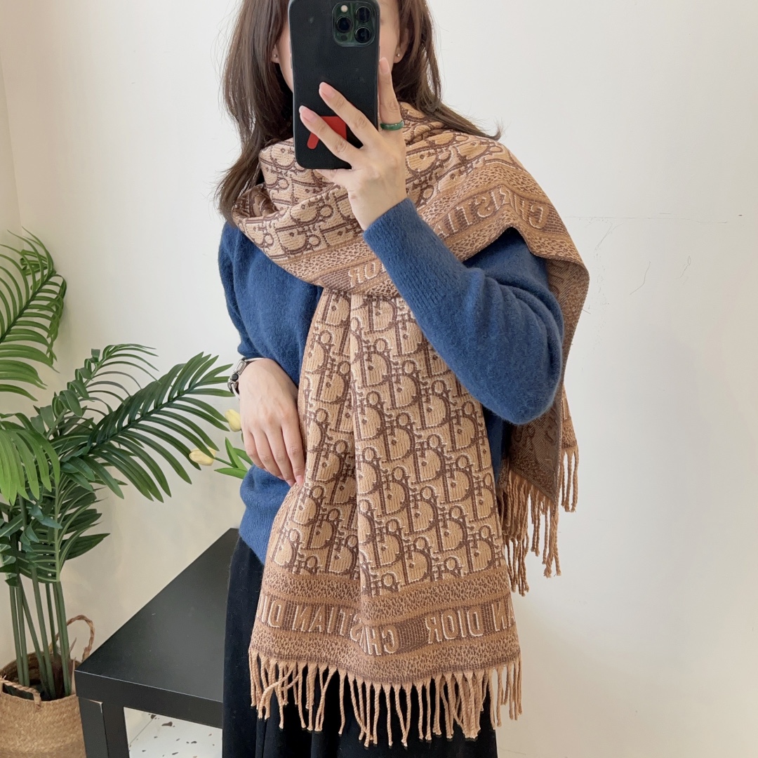 Dior Oblique Shawl Ivory and Beige
