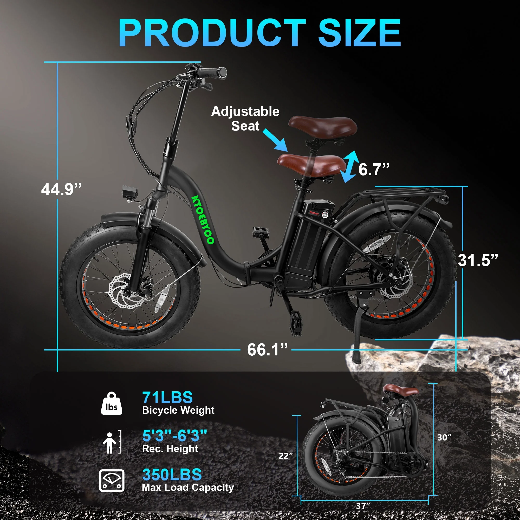 Gpower 22in Electric City Bike, 750W Peak, 48V