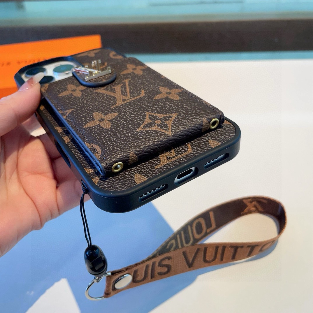 LV Classic Monogram Full Coverage Case - Top & Bottom Card Slots + Lanyard