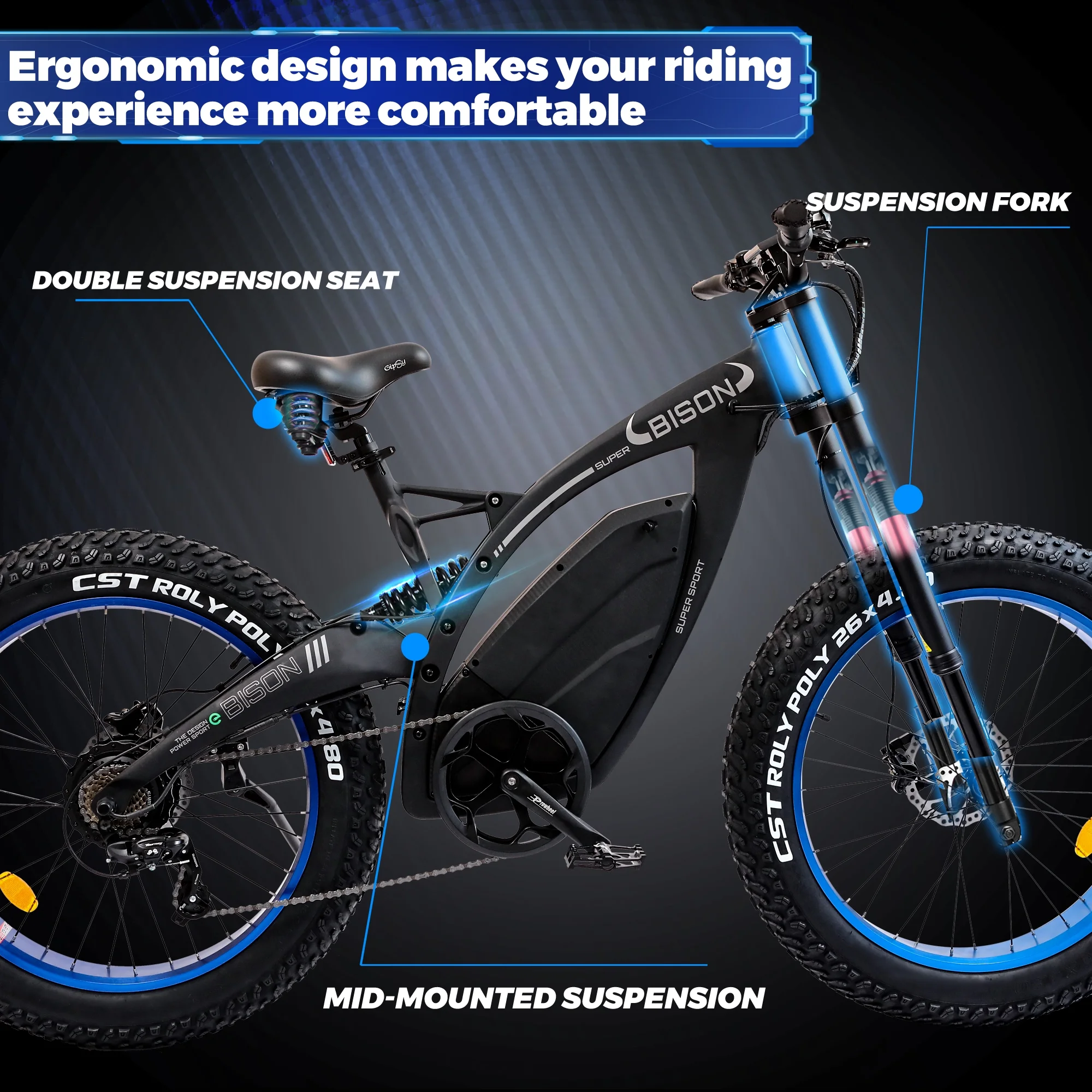ECOTRIC 26in Fat Tire Electric Mountain Bike, 750W, 48V 18Ah