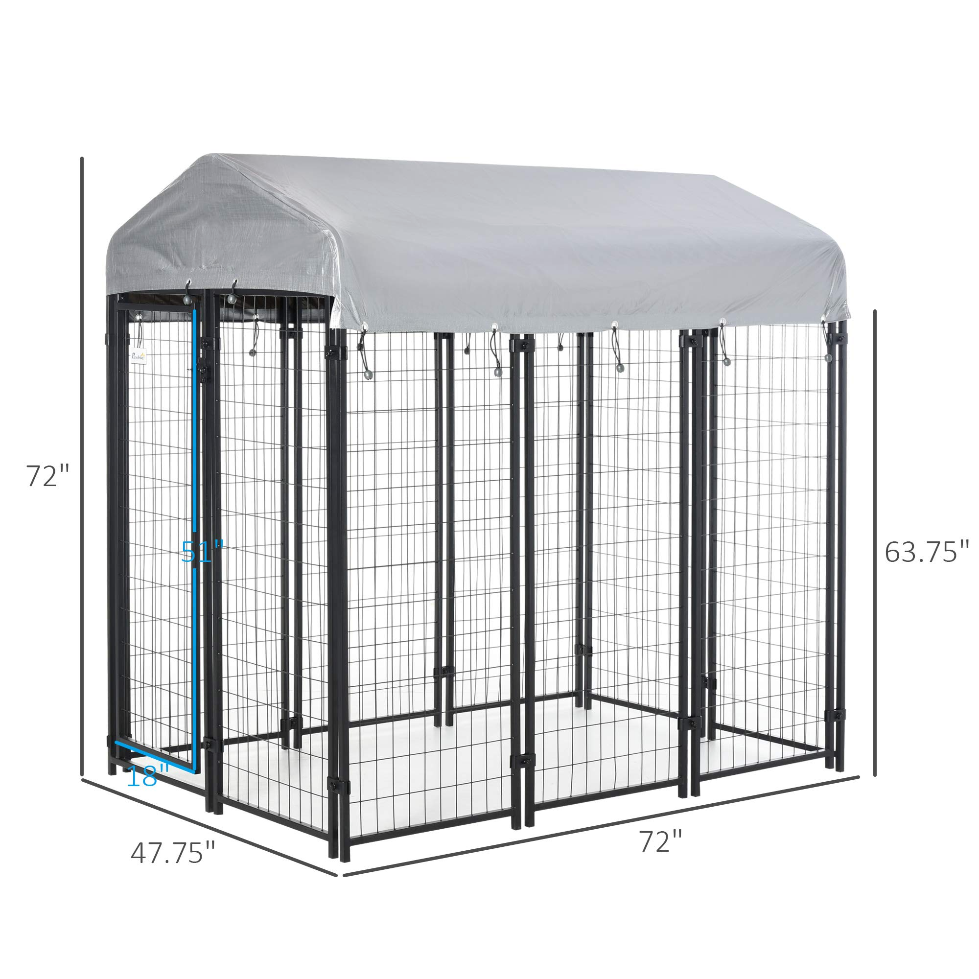 Dog Kennel Steel Fence with UV-Resistant Cloth Roof