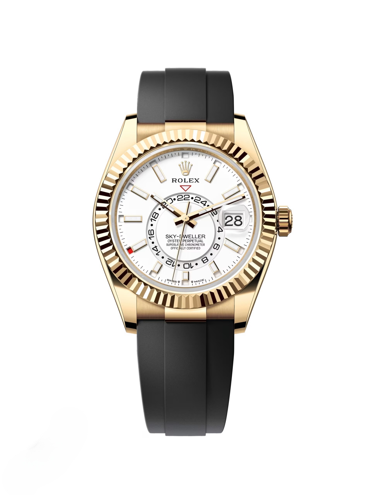 【Super Clone】RLX  Sky-Dweller 42mm Yellow Gold White Dial Oysterflex - 336238