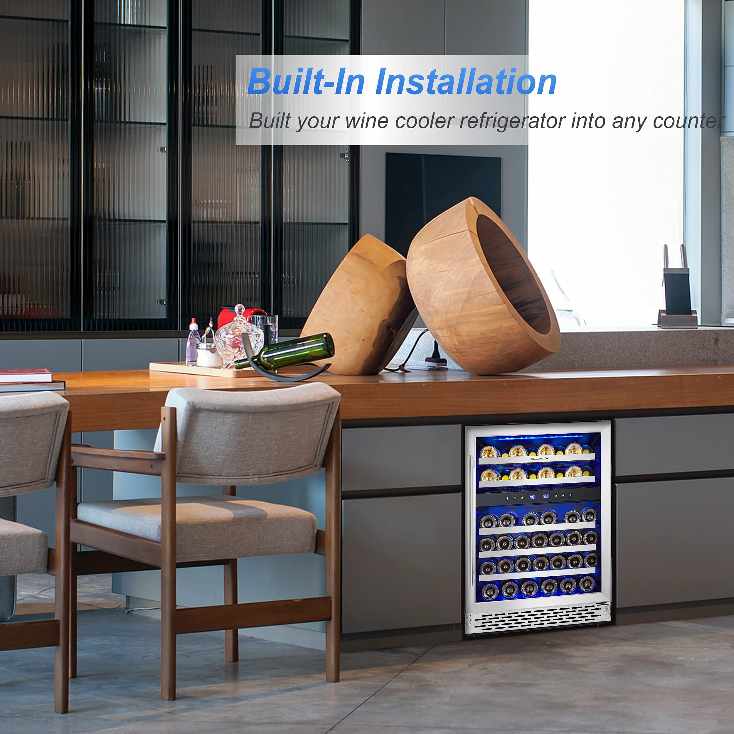 Phiestina 24 Inch Under Counter Wine Cooler - Built-In Dual