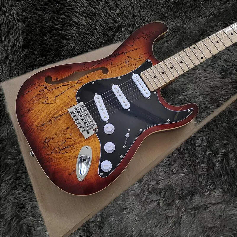Classic Electric Guitar F-hole Semi Hollow Guitar, ProfessionalReal Maple Fingerboard