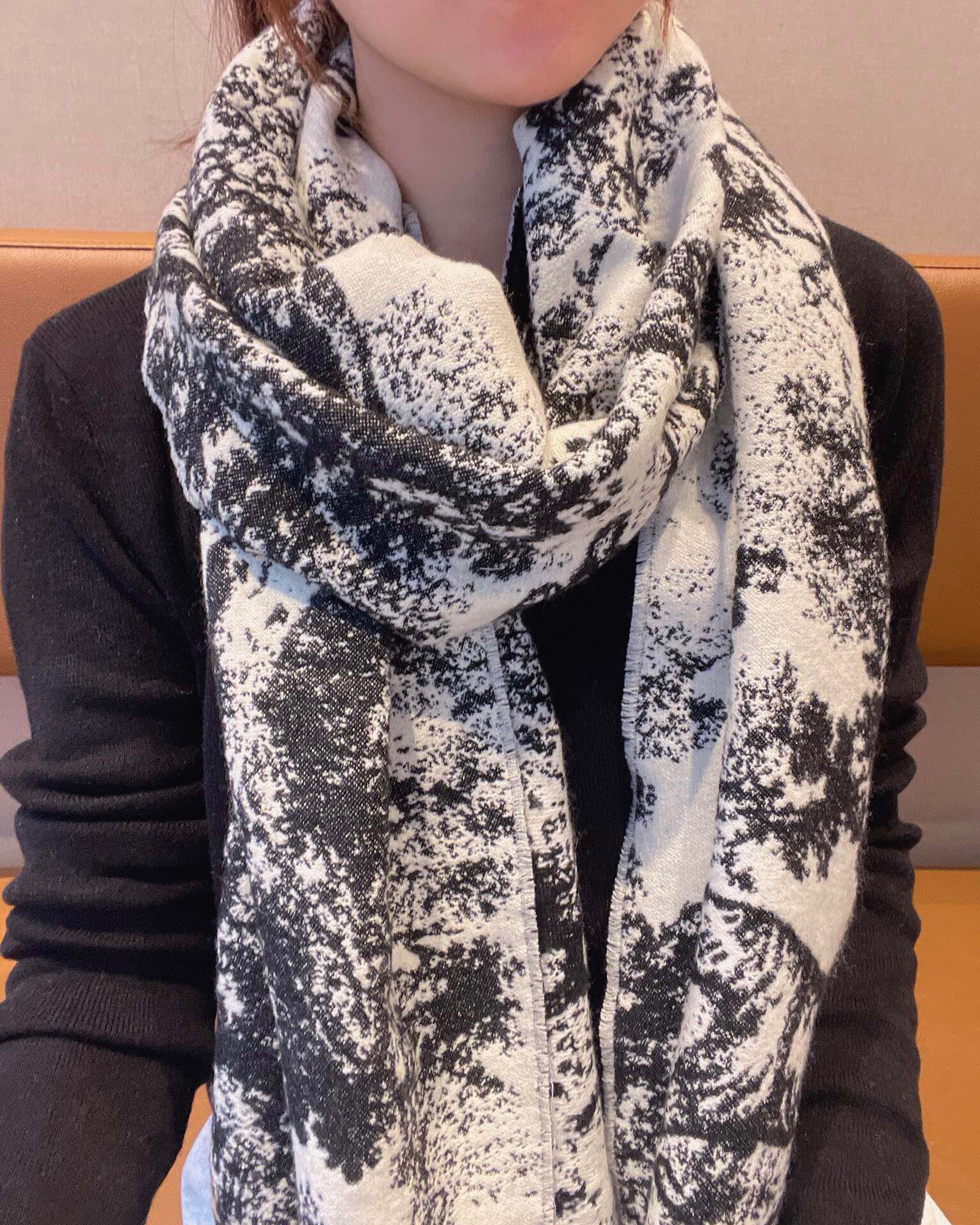 Dior Toile Print Shawl Pink and Black 45 x 190 cm