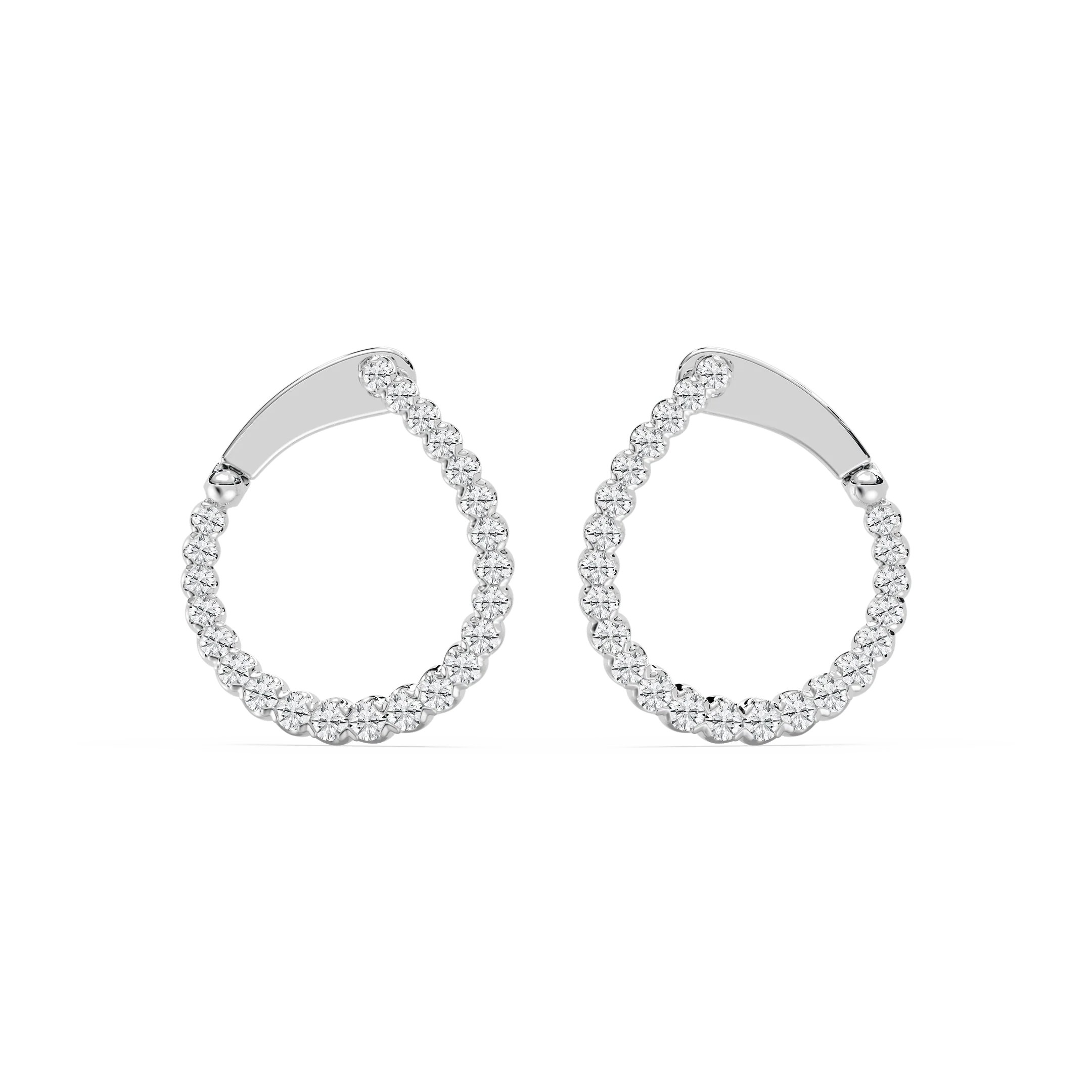 Round Lab Grown Diamond Hinged Back Huggie Hoop Earrings