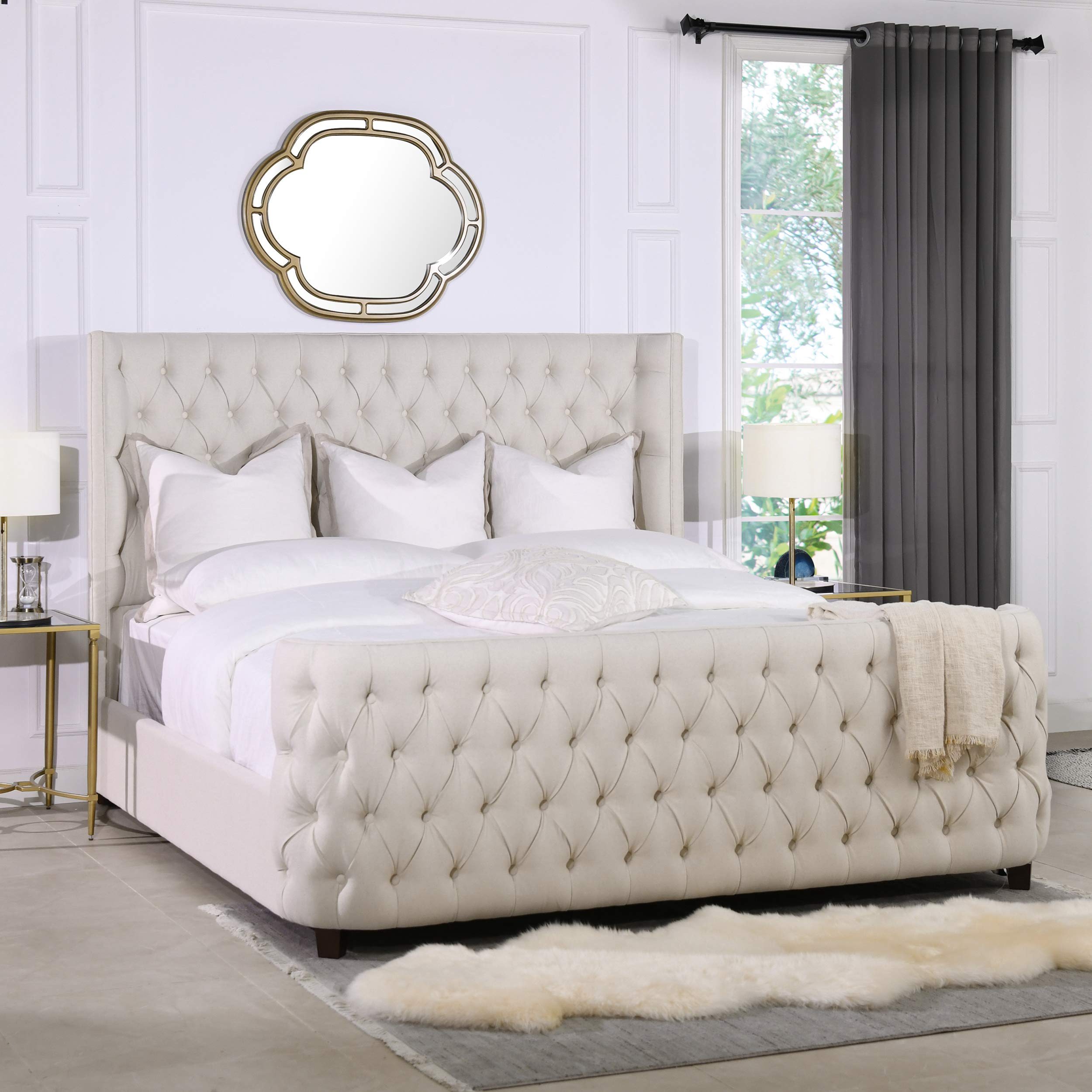 Tufted Panel Bed Headboard and Footboard Set